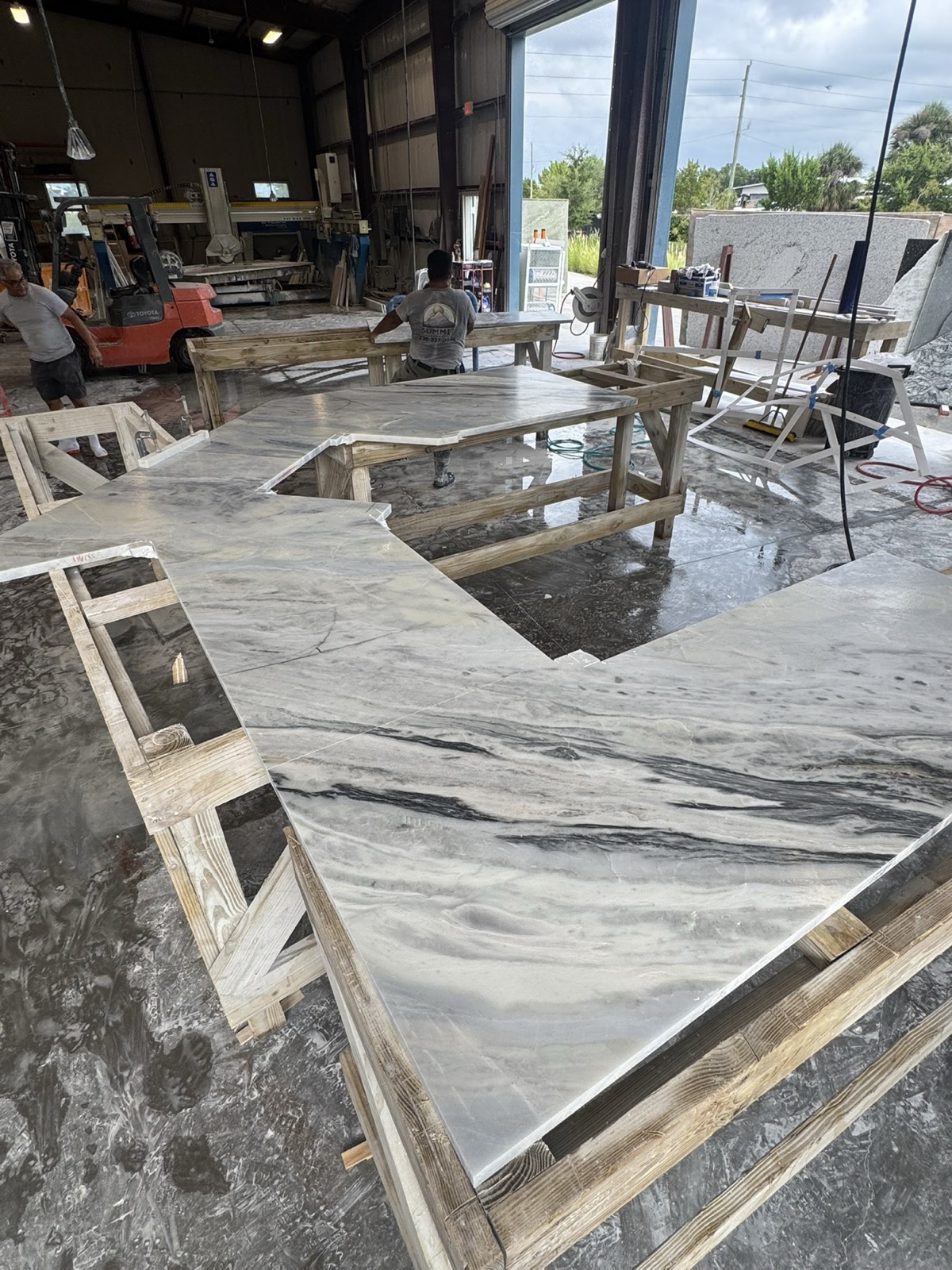 Countertop being fabricated in the shop