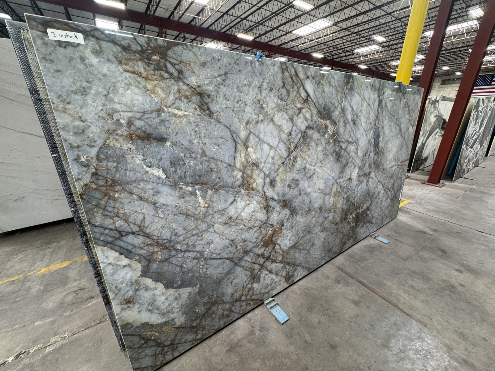 Natural stone slabs in the yard